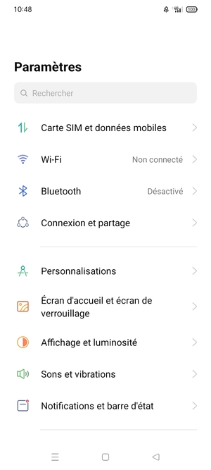 Sélectionnez Carte SIM et données mobiles