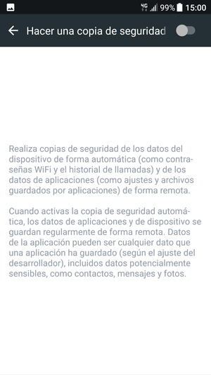 Active Hacer una copia de seguridad de mis datos