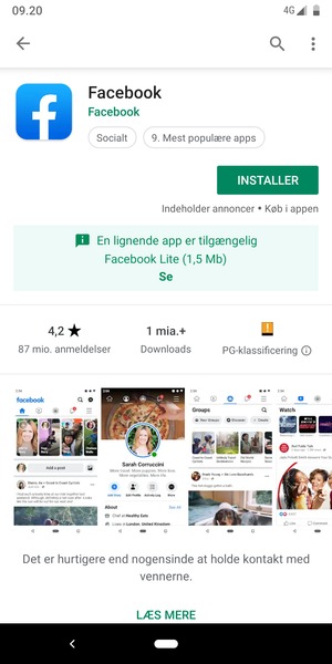 Vælg INSTALLER