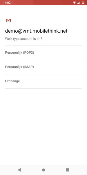 Selecteer Persoonlijk (POP3) of Persoonlijk (IMAP)