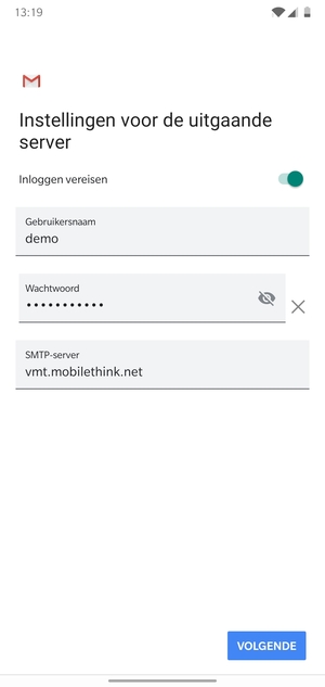 Voer Uitgaand serveradres in