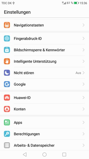 Um Ihre Bildschirmsperre zu aktivieren, gehen Sie zum Einstellungen Menü und wählen Sie  Bildschirmsperre & Kennwörter