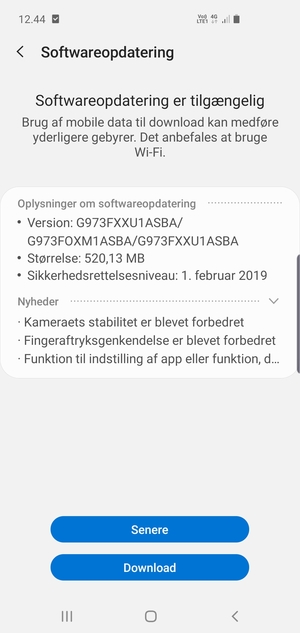 Hvis din telefon ikke er opdateret, vælg Download