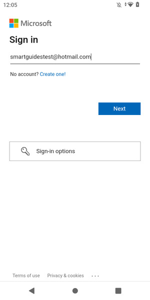 Enter your Email address and select Next