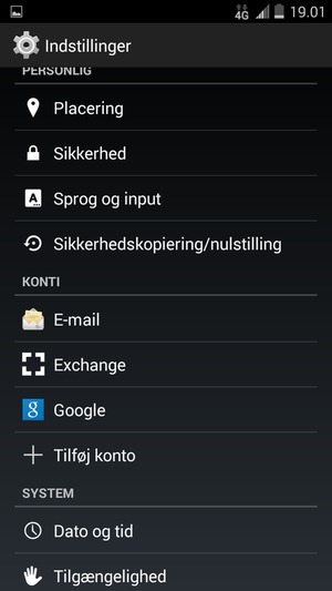 Scroll til og vælg Google