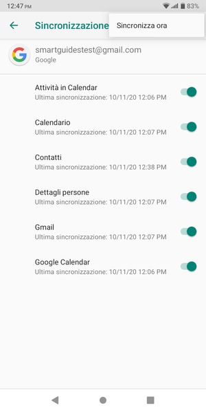 Seleziona Sincronizza ora