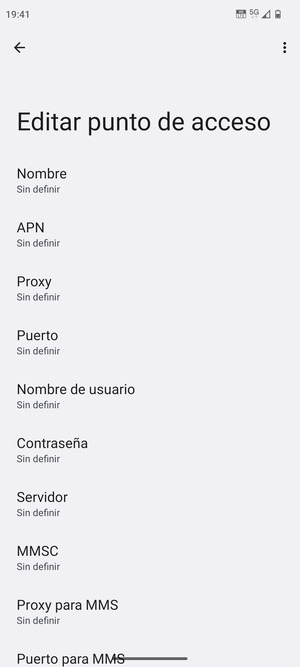 Introduzca la información de MMS