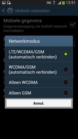 Selecteer Alleen GSM om 2G in te schakelen