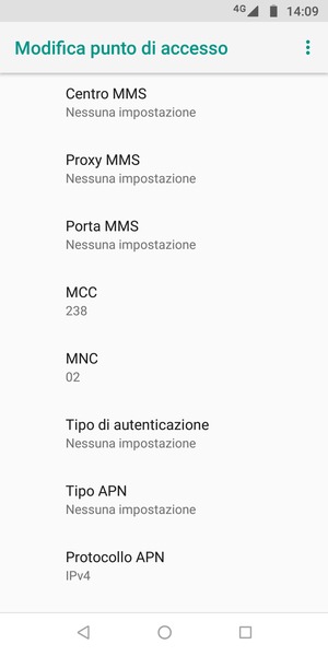 Scorri verso il basso e inserisci le informazioni degli MMS