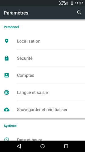 Faites défiler et sélectionnez Sécurité