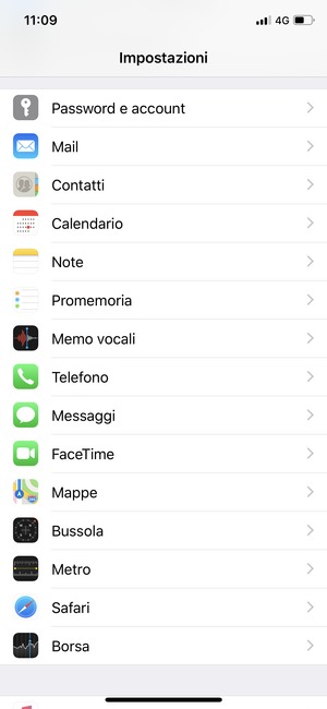 Scorri e seleziona Password e account
