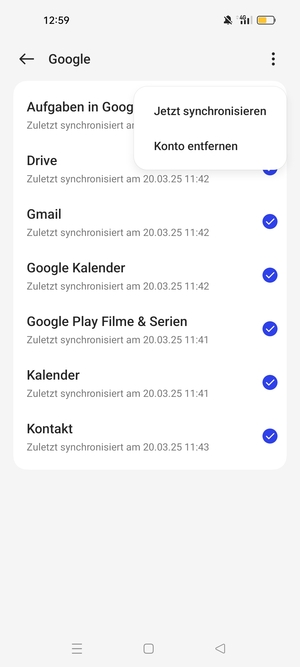 Wählen Sie Jetzt synchronisieren