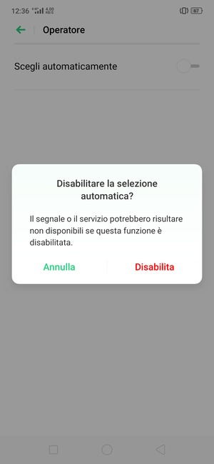 Seleziona Disabilita