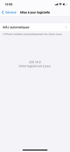 Si votre iPhone est à jour, vous verrez l'écran suivant.