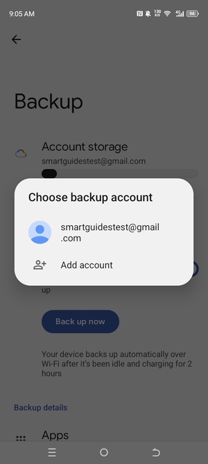 Select your backup account