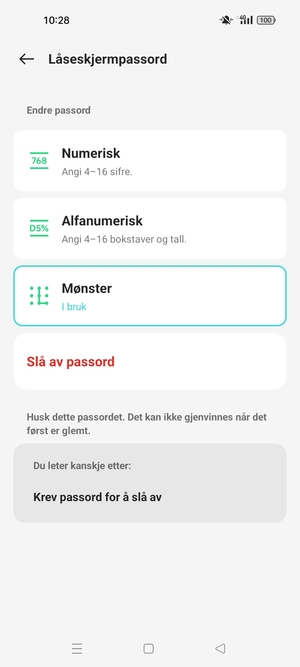 Telefonen din er nå sikret med en skjermlås