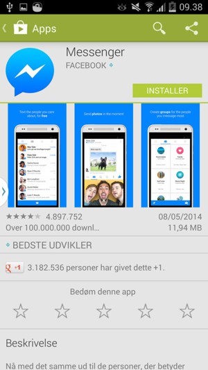 Vælg INSTALLER