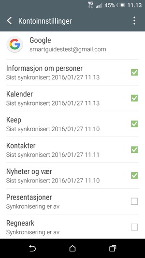 Forsikre deg om at Kontakter er valgt