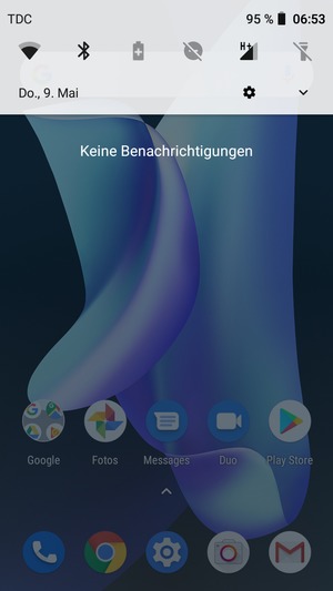 Ziehen Sie erneut das obere Menü nach unten