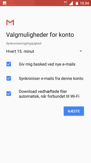 Vælg NÆSTE