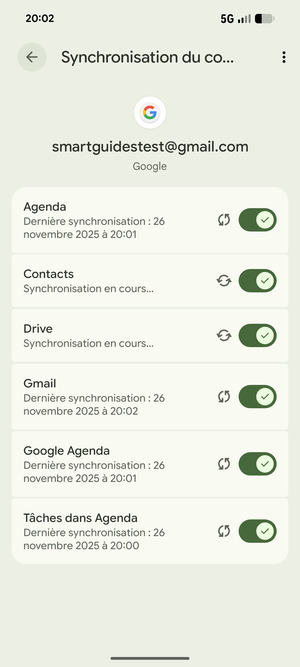 Vos informations seront synchronisées