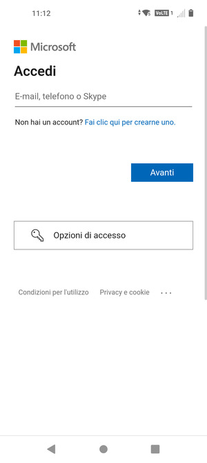 Inserisci il tuo indirizzo email e seleziona Avanti