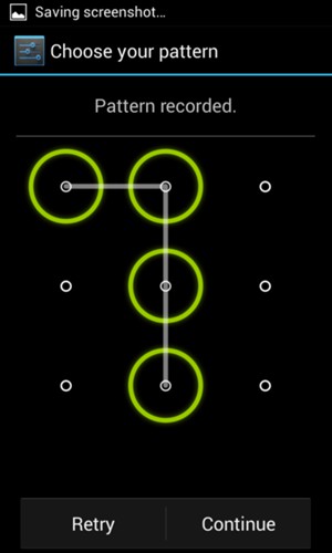 Draw an unlock pattern and select Continue