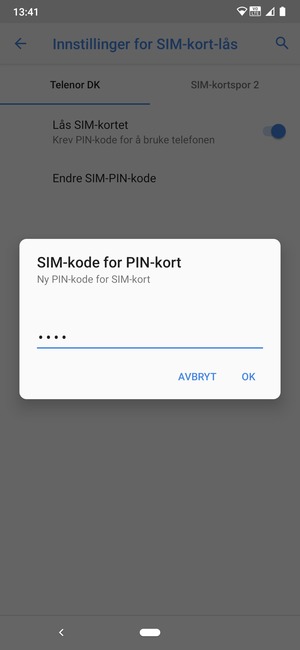 Skriv inn Ny PIN-kode for SIM-kort og velg OK