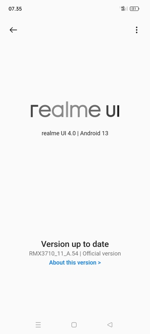 If your phone is up to date, you will see the following screen