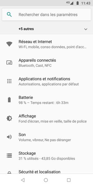 Sélectionnez Réseau et Internet