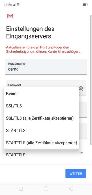 Wählen Sie Keiner und WEITER