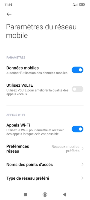 Sélectionnez Noms des points d'accès