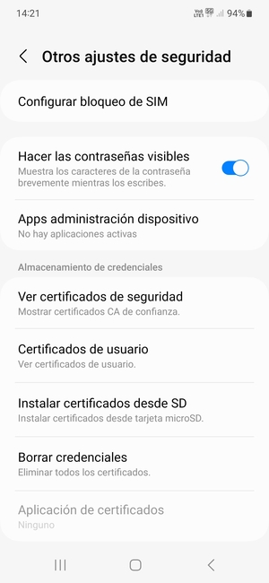 Seleccione Configurar bloqueo de SIM