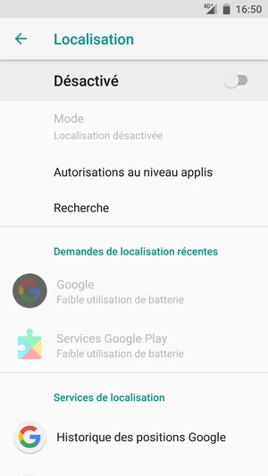 Désactiver le Localisation
