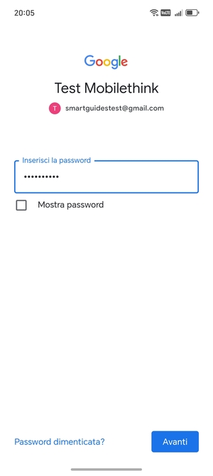 Inserisci la tua password di Gmail e seleziona Avanti