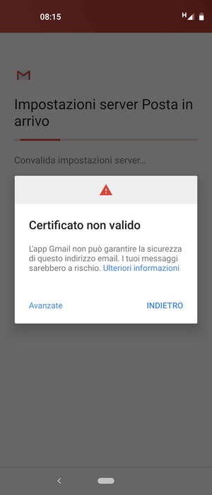 Seleziona INDIETRO