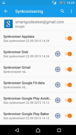 Din informasjon blir synkronisert