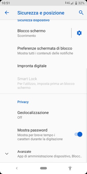 Scorri e seleziona Avanzate