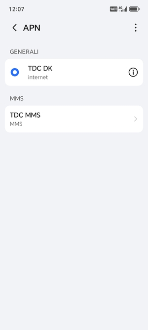 Seleziona il tasto Menu
