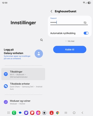 Skriv inn Wi-Fi-passord og velg Koble til