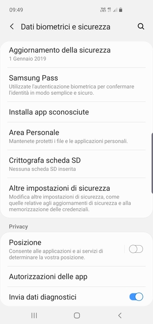 Scorri e seleziona Altre impostazioni di sicurezza