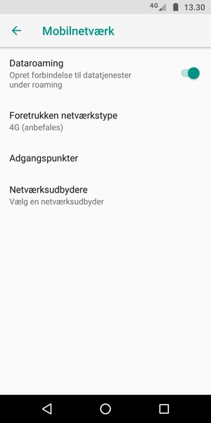 Slå Dataroaming til eller fra