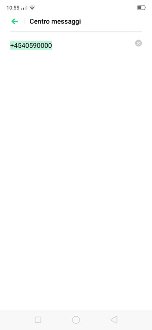 Inserisci il numero di Centro messaggi
