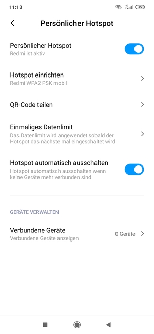 Ihr Handy ist jetzt für die Verwendung als Modem eingerichtet