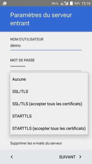 Sélectionnez Aucune puis SUIVANT
