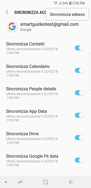 Seleziona Sincronizza adesso