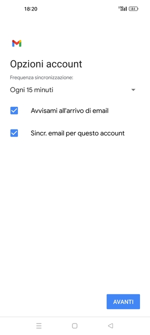 Seleziona AVANTI
