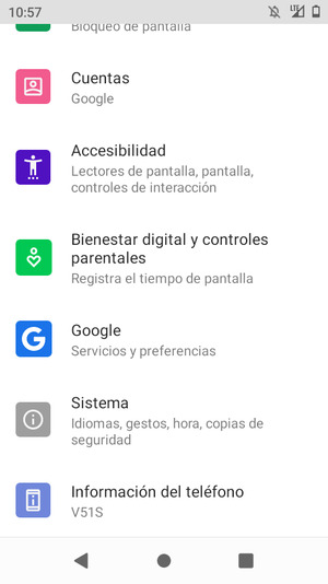 Desplácese y seleccione Información del teléfono