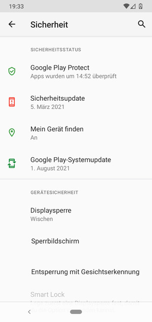 Wählen Sie Displaysperre