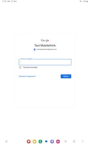 Geben Sie Ihre Gmail Passwort ein und wählen Sie Weiter